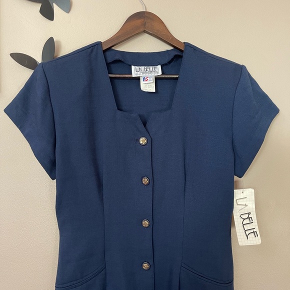 La Belle Vintage Button Down Navy Dress NWT - Picture 4 of 8